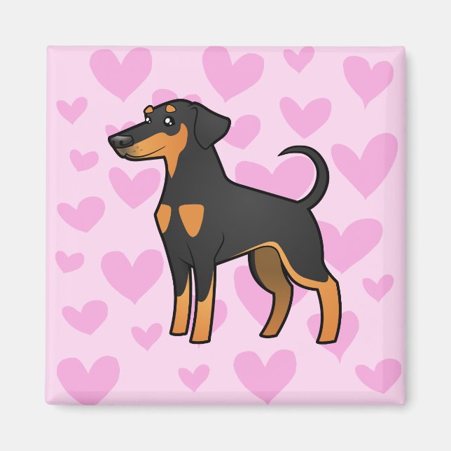 Íman Doberman Pinscher Love (orelhas de disquete) (Frente)