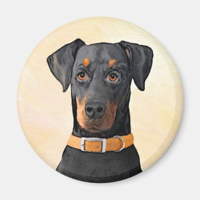 Íman Doberman Pinscher Pintura Original Descortada (Frente)