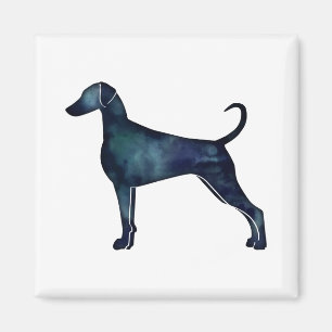 Íman Doberman Pinscher Watercolor Silhouette Blk