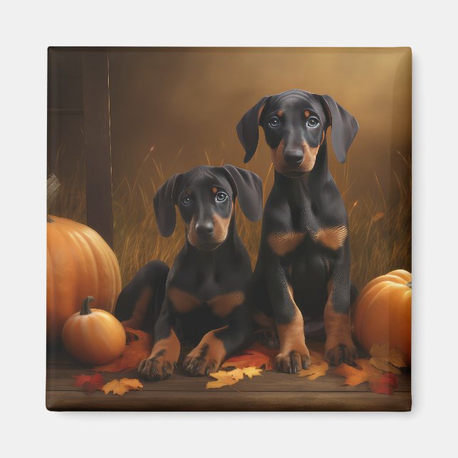 Íman Doberman Puppy Autumn Delight Pumpkin (Frente)