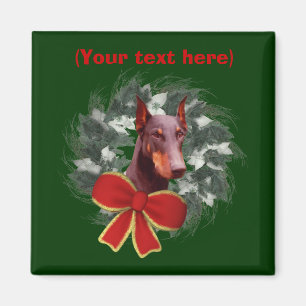 Íman Doberman Wreath Christmas Magnet