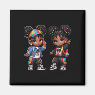 Íman Dobre O Adesivo De Arte De Gêmeos Negros Negros E 