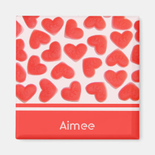 Íman Doce Corações Cor-de-Rosa 'Nome' imã de geladeira
