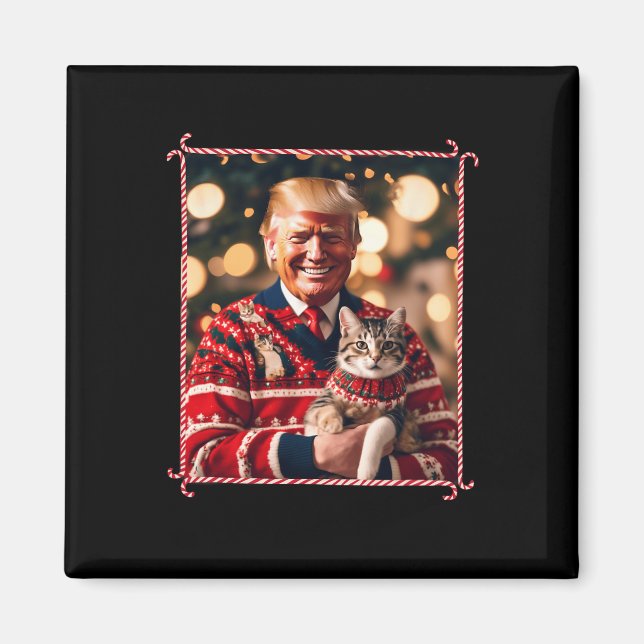 Íman Doce De Natal Engraçado Para Os Pássaros Gatos (Frente)