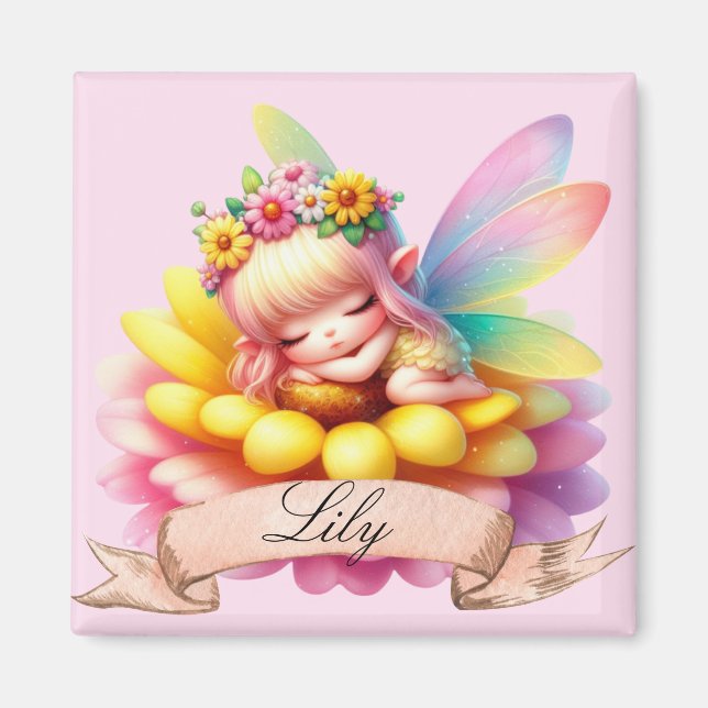 Íman Doce Fantasia Floral Sonhos Doces Fada Adormecida (Frente)