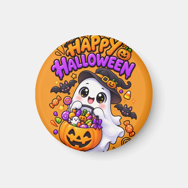 Íman Doce Fantasma de Halloween Abóbora Doce (Frente)