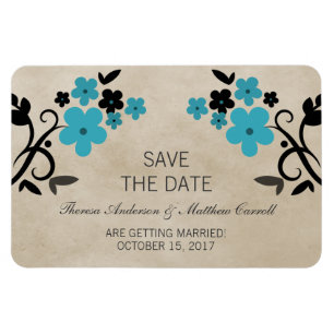 Íman Doce Imã salve a data Floral Vintage, Aqua