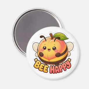 Íman Doce Kawaii Abelha Pêssego Feliz Piada Divertida