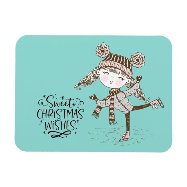 Íman Doce Natal Deseja Patinação De Gelo (Horizontal)