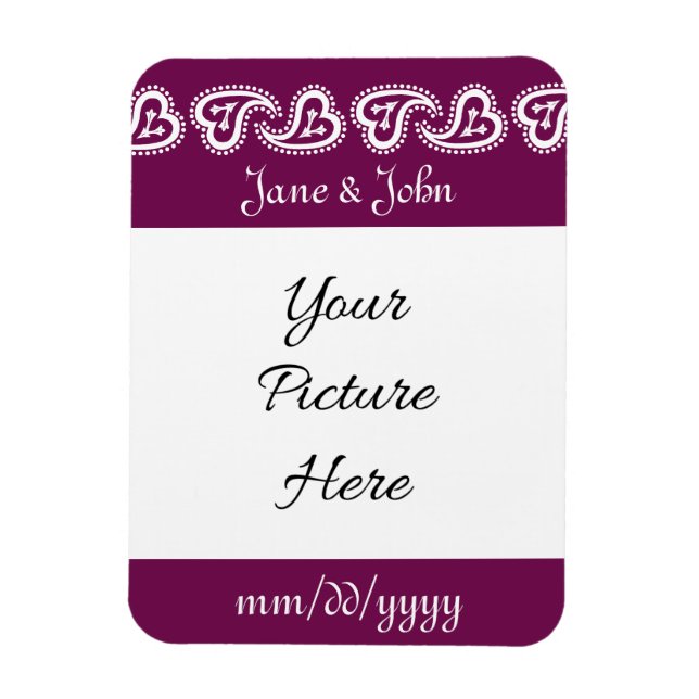 Íman Doce Paisley Hearts in Wine Save the Date Magnet (Vertical)