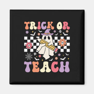 Íman Docente De Groovy Halloween Trick Ou Teach Flor