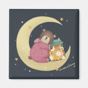 Íman Doces sonhos: Ilustração de Urso e Mel