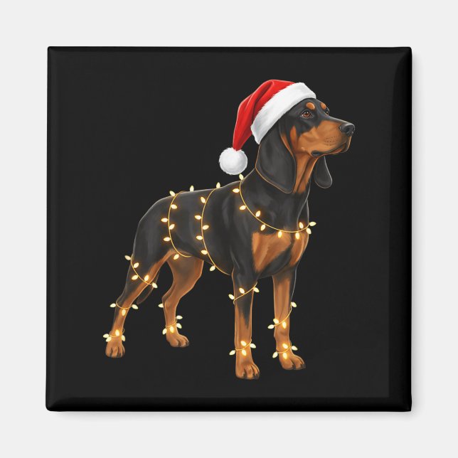Íman Dog Dachshund Wrapped In Christmas Lights - Holida (Frente)
