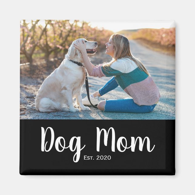 Íman Dog Mom Established Photo Gift Magnet (Frente)