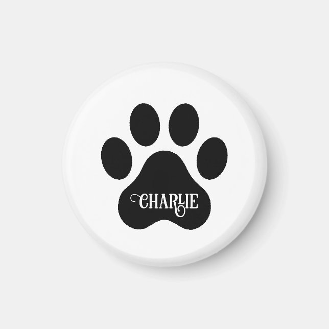 Íman Dog Paw Name Silhouette Design (Frente)