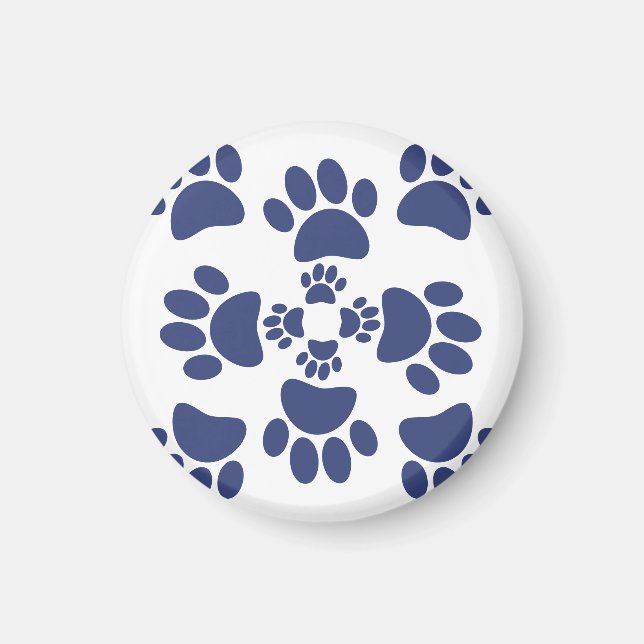 Íman Dog Paws Prints Portuguese Style White and Blue  (Frente)