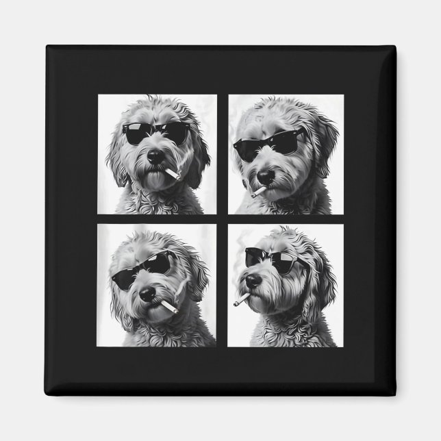 Íman Dog Smoking Cigarette Funny Goldendoodle Photoboot (Frente)