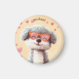 Íman Dog Valentine's Day Heart Badge Kids School