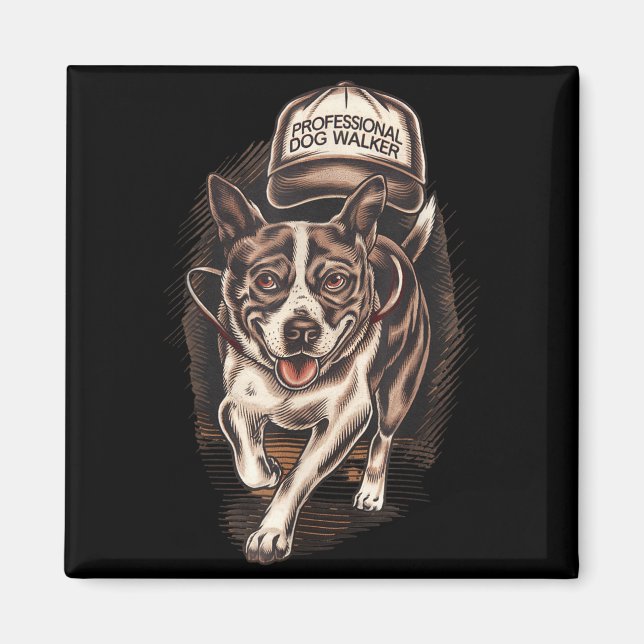 Íman Dog Waking Professional Dog Walker Hat Graphic  (Frente)