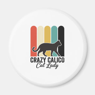 Íman Doida Senhora do Gato Calico Vintage Retro Design