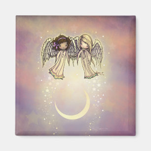 Íman Dois Anjos no Céu em uma Noite Estrelada Arte