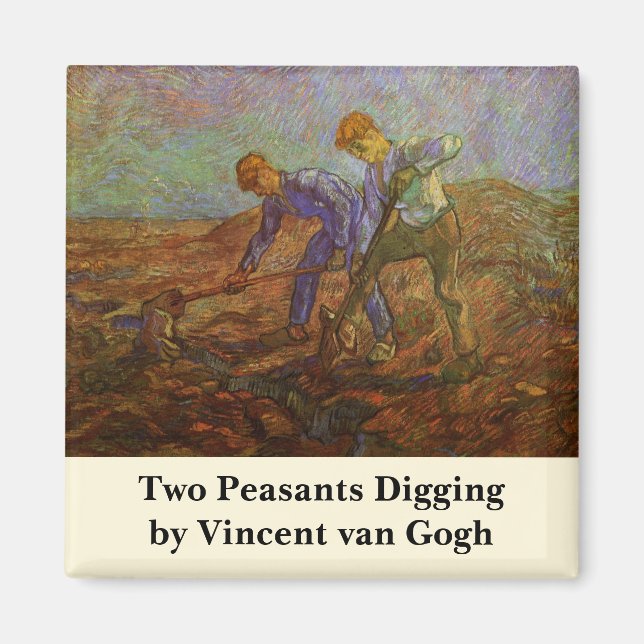 Íman Dois camponeses escavando por Vincent van Gogh (Frente)
