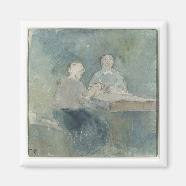 Íman Dois camponeses na Mesa, c.1874 (c/c no papel) (Frente)