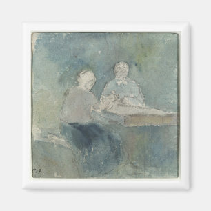 Íman Dois camponeses na mesa, c.1874 (w/c no papel)