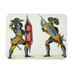 Íman Dois cavaleiros que lutam, placa 'de uma história