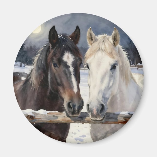 Íman Dois Cavalos numa Fazenda Nevada sob a Lua (Frente)