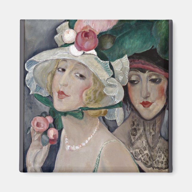 Íman Dois cocottes com chapéus (Frente)