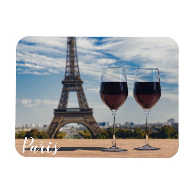 Íman Dois copos de vinho com torre Eiffel (Horizontal)