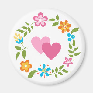 Íman Dois Corações com Flowers Wreath