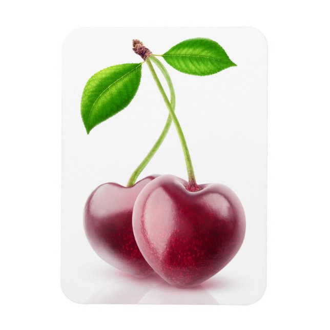 Íman Dois corações de cereja (Vertical)