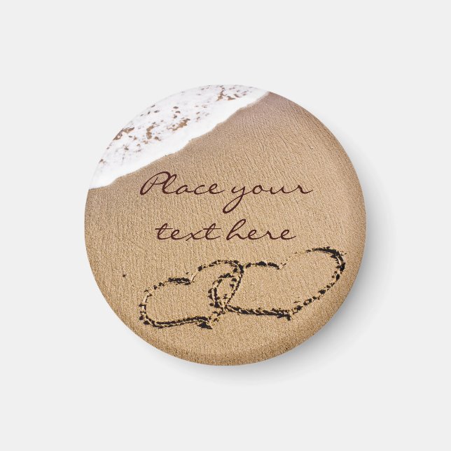 Íman Dois Corações Na Areia (Frente)