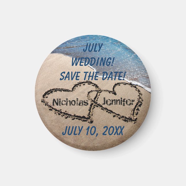 Íman Dois Corações Na Imã salve a data De Areia (Frente)