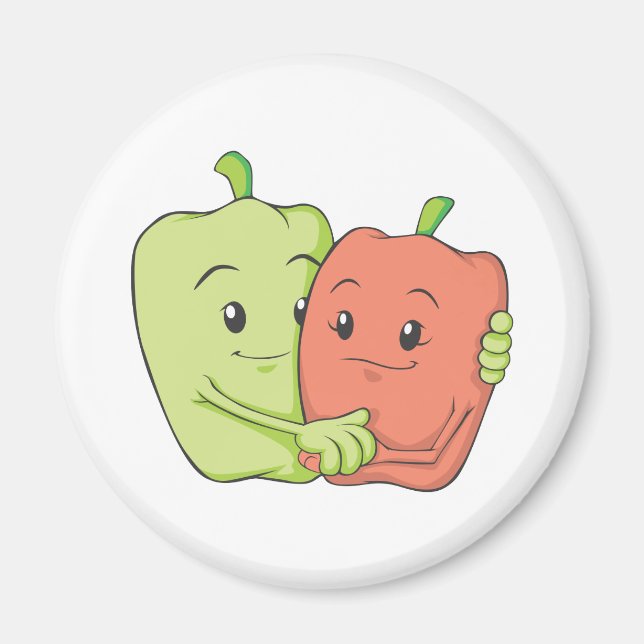 Íman Dois Doces Pimentos De Bell Abraçando-Se (Frente)