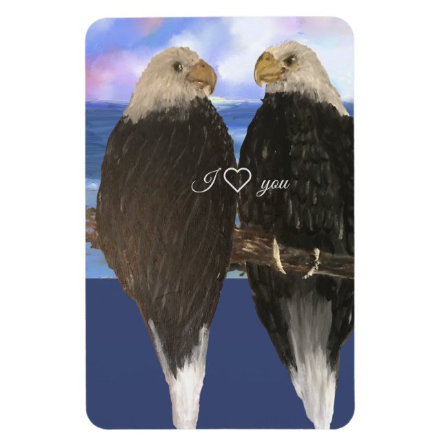 Íman Dois Eagles e Modelo de Texto Personalizado (Vertical)