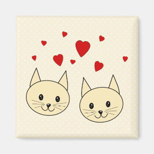 Íman Dois Gatos Cores Cores Cons de Cor Âmbar Com Cora