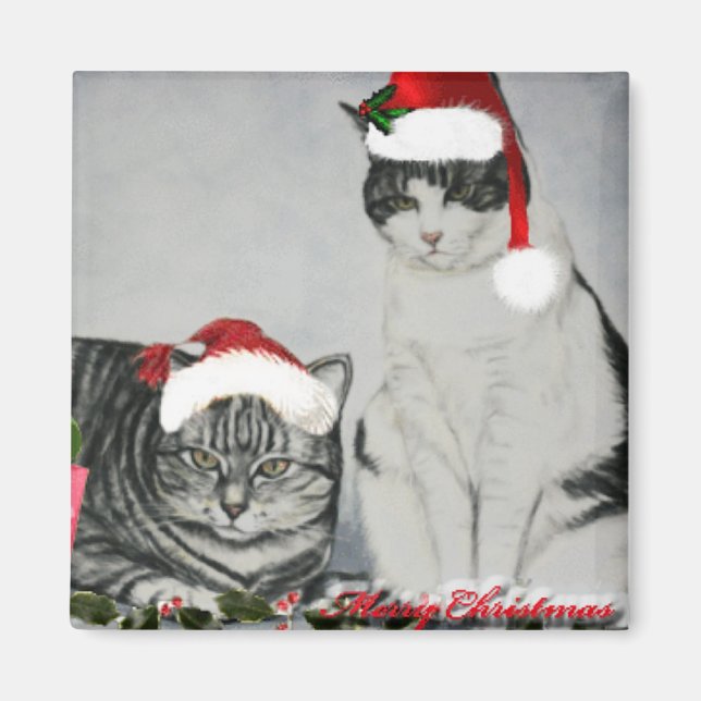 Íman Dois Gatos De Natal (Frente)