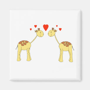 Íman Dois girafas enfrentando com corações. Desenhos