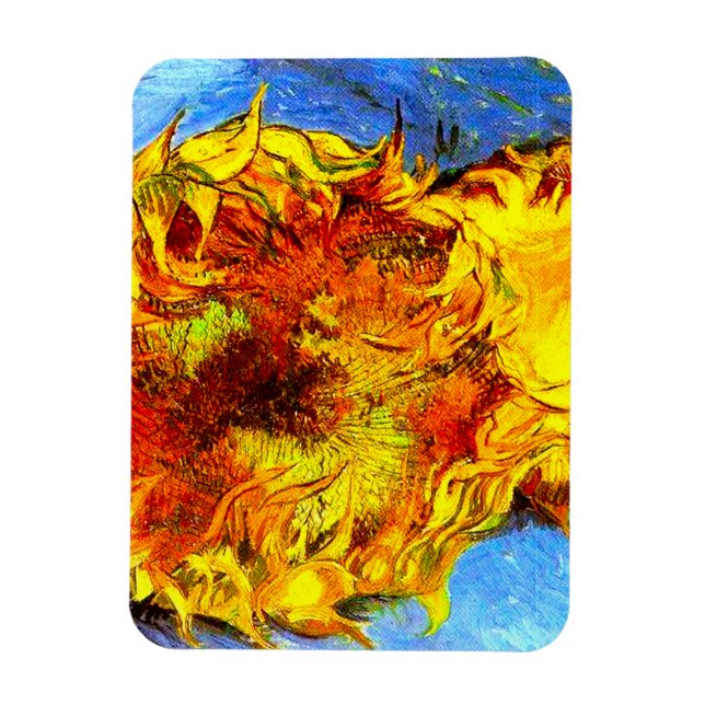 Íman Dois Girassóis Cortados Van Gogh (Vertical)