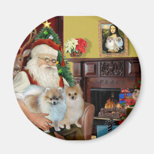 Íman Dois Pomeranianos de Papais noeis