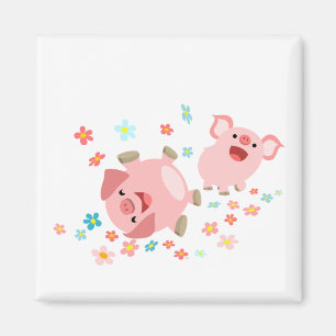 Íman Dois porcos bonitos dos desenhos animados no ímã
