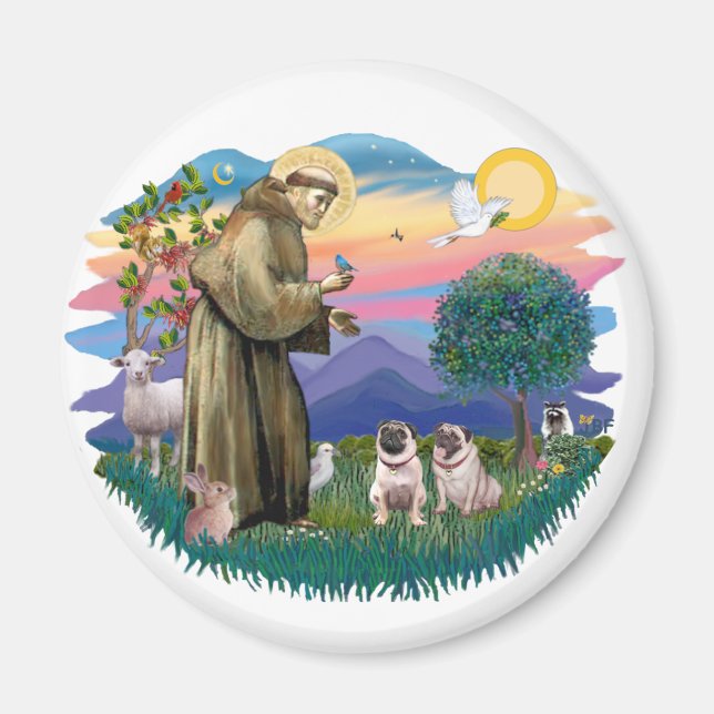 Íman Dois Pugs (cor de veado) (Frente)