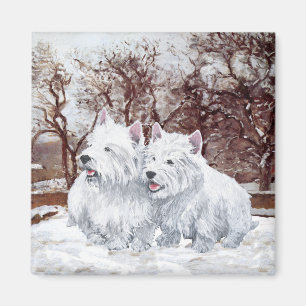 Íman Dois Westies no inverno