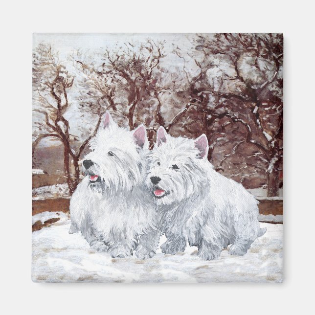 Íman Dois Westies no inverno (Frente)
