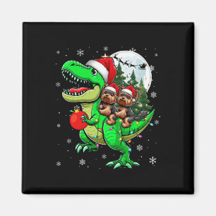 Íman Dois Xmas Yorkshire Terriers a Andar em T-rex Rein