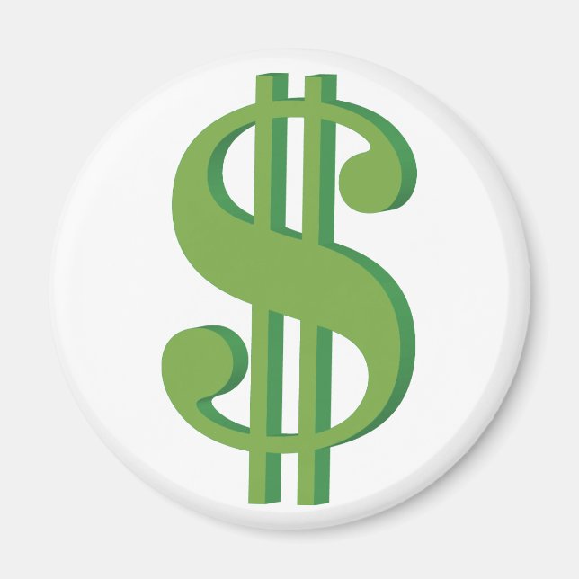 Íman Dolar, sinal, 3D (Frente)