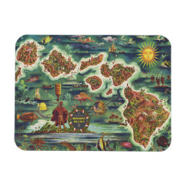 Íman Dole 1950 Mapa do Havaí Joseph Feher - Pintor de P